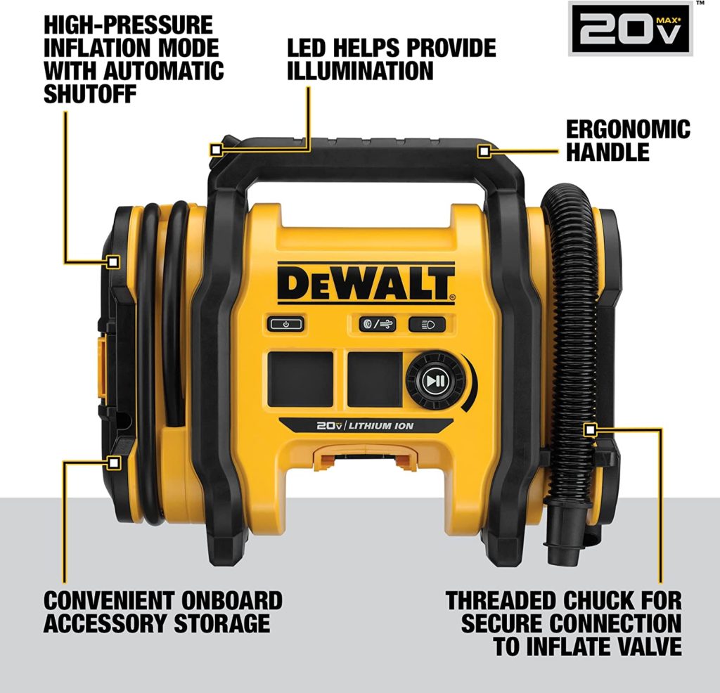 Dewault electric tire pressure pump