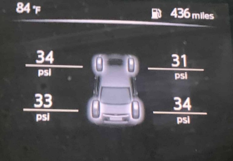CURRENT TIRE PRESSURE READINGS TPMS