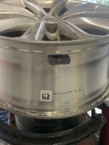 TPMS sensor on wheel