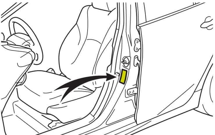 2022 TOYOTA PRIUS TIRE PRESSURE STICKER LOCATION