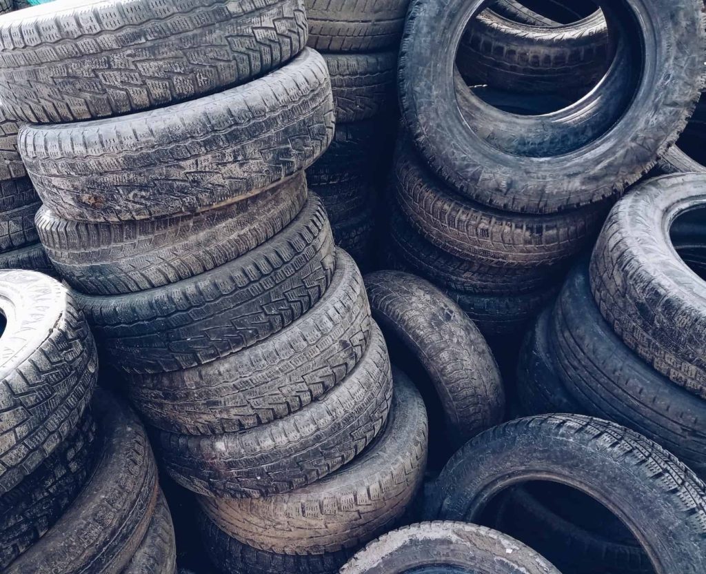 STACK OF USED TIRES