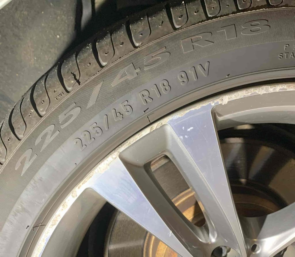TIRE SIDEWALL SIZE MARKINGS