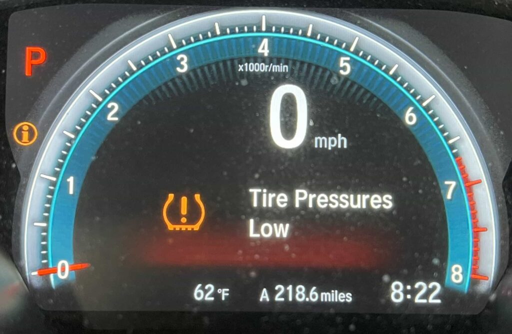 LOW TIRE PRESSURE ON DASHBOARD