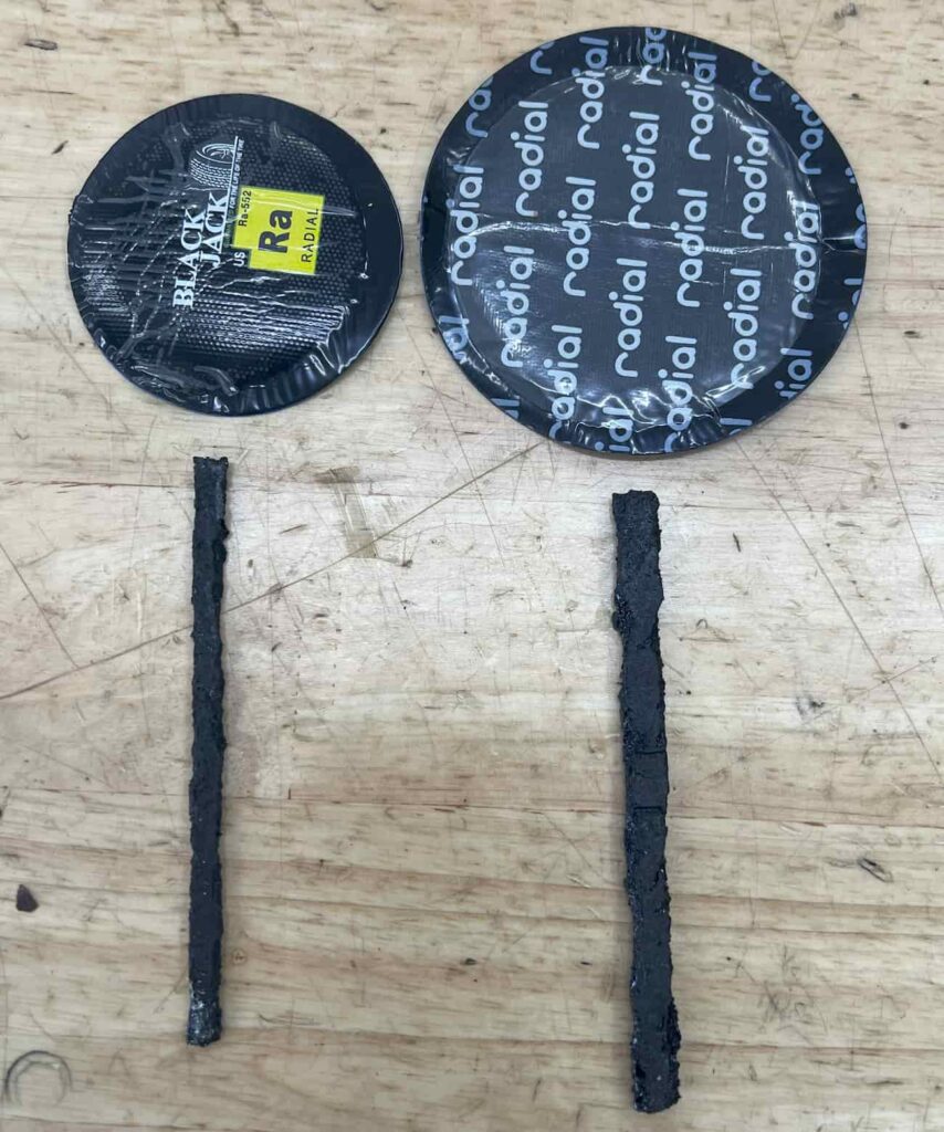 DIFFERENT SIZE TIRE PATCHES AND TIRE PLUGS