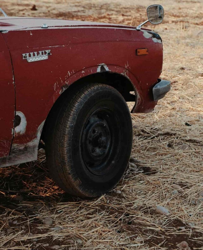 RUSTY WHEEL AND TIRE