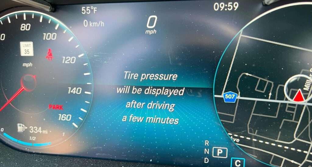 MERCEDES TIRE PRESSURE SENSOR DASHBOARD