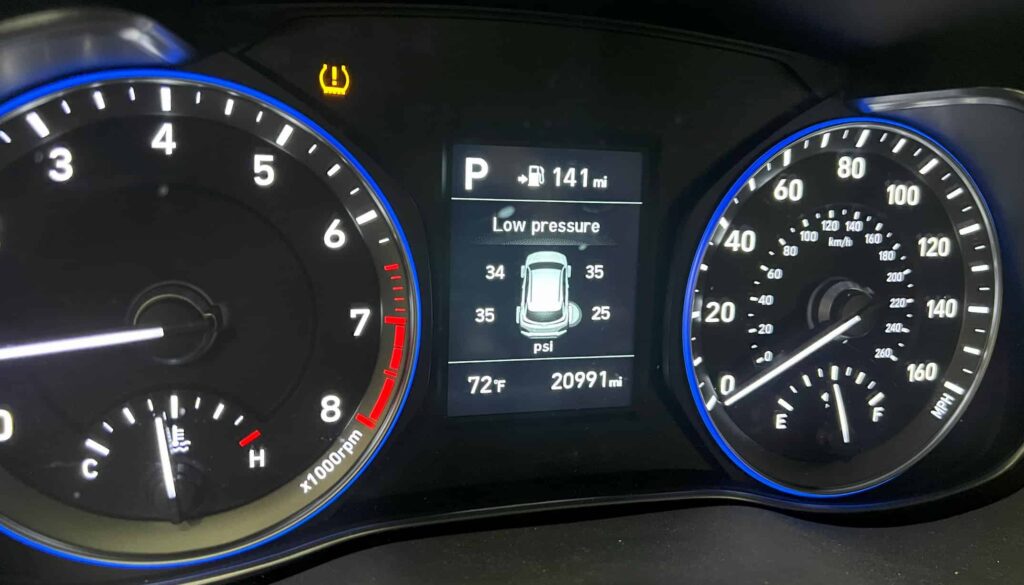 LOW TIRE PRESSURE ON DASHBOARD DISPLAY